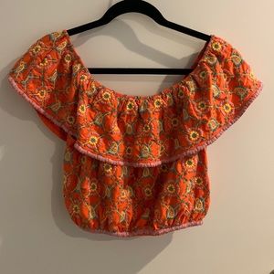 Topshop colorful off the shoulder top. Size 8. NWT.